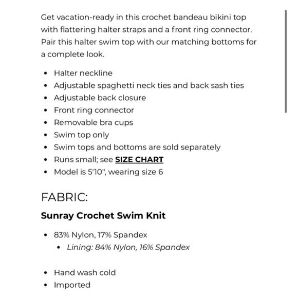 NEW Trina Turk Sunray Womens Crochet Bandeau Bikini Top Halter Size 8 $98 - Picture 4 of 6